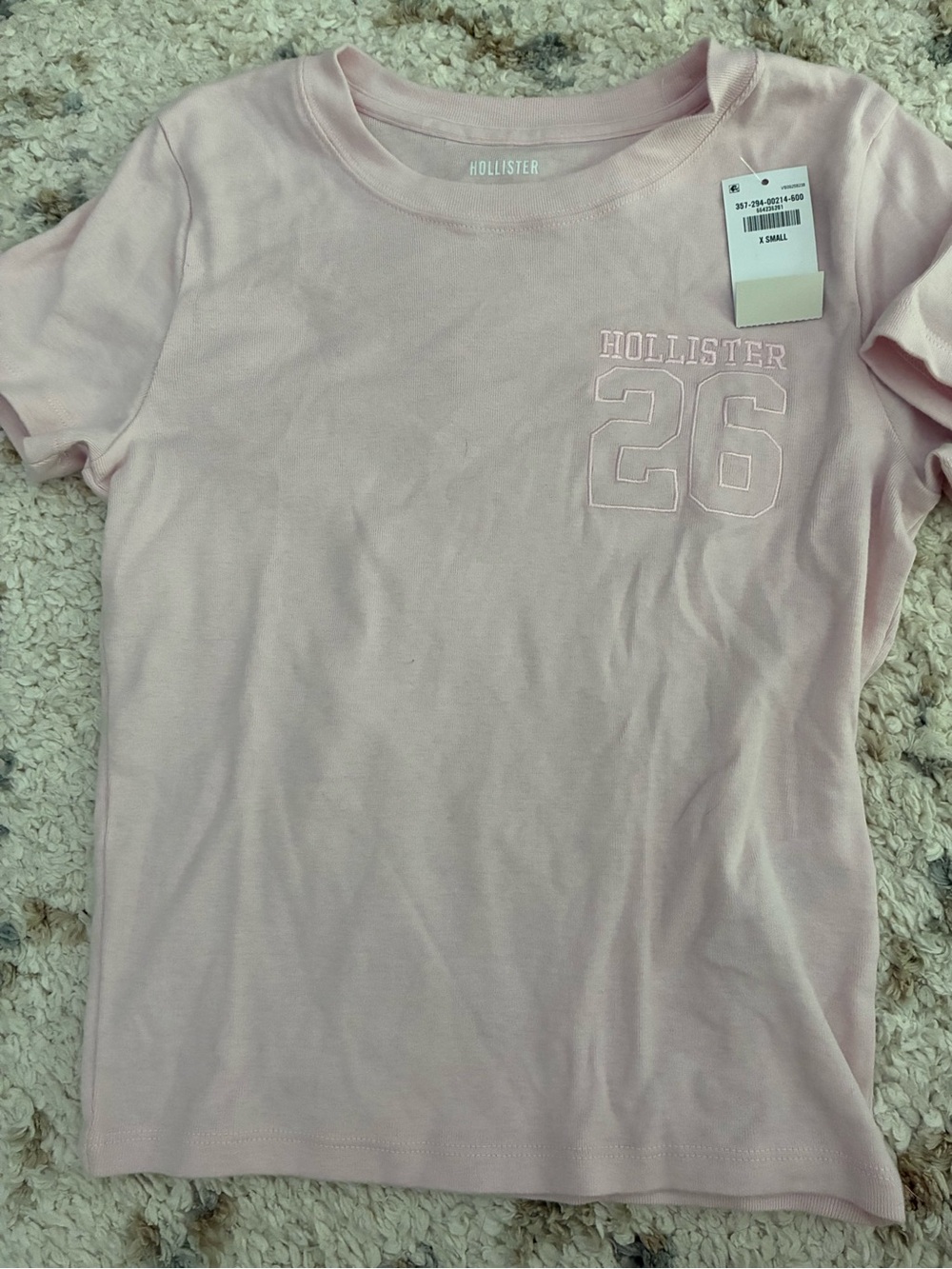 Hollister Light Pink Short Sleeve '26' Logo Tee
